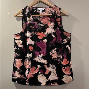 Nine West Women's Floral Tank Top - Black and Pink